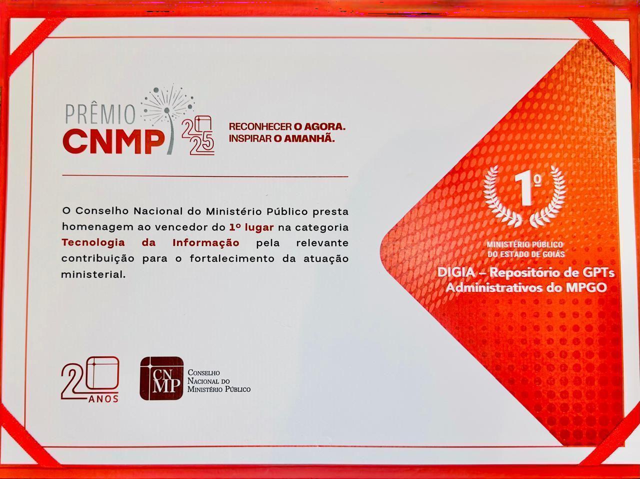 Certificado Prêmio CNMP 2025
